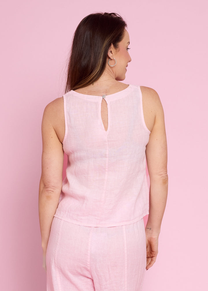 Alessia Sequin Hem Linen Tank Pink