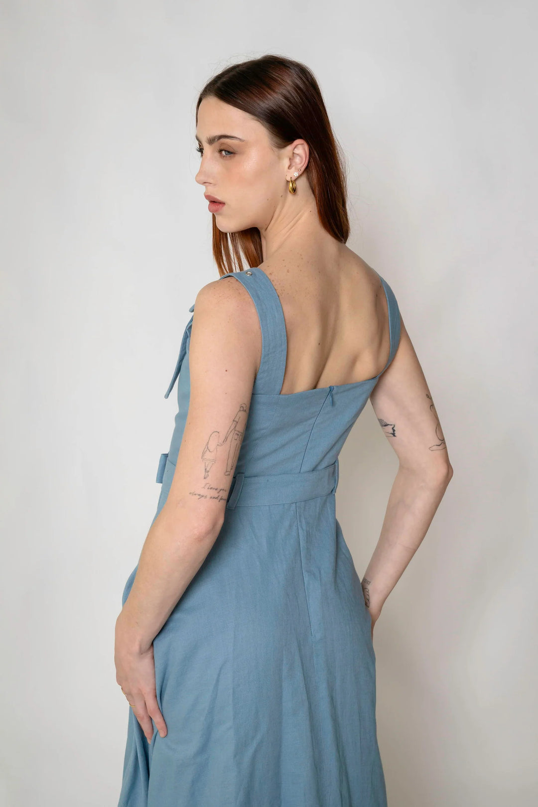 Joy Teal Linen Maxi Dress