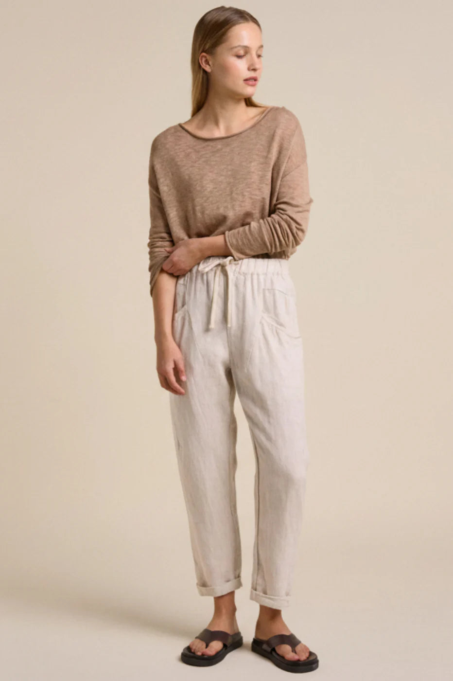 Luxe Linen Pant Natural Oatmeal