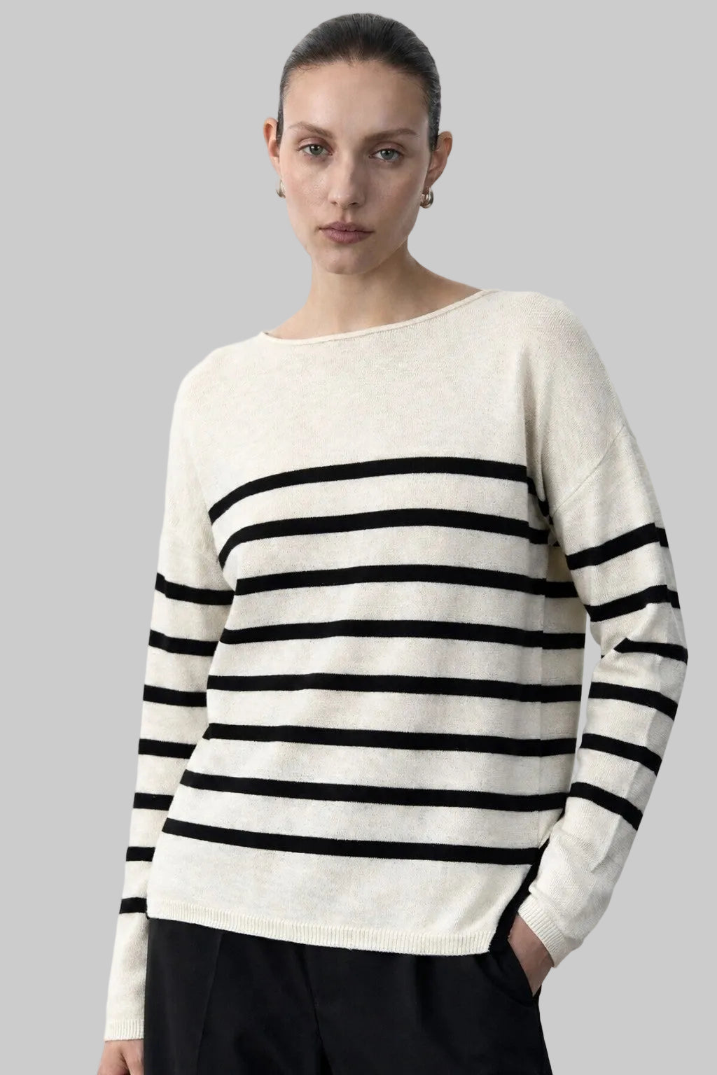 Bobbie Top Milk Black Stripe