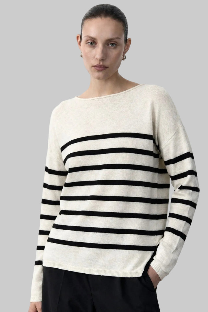 Bobbie Top Milk Black Stripe