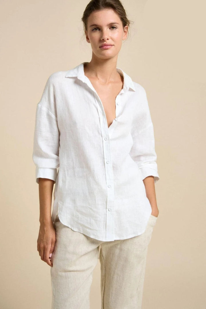 Boyfriend Linen Shirt White