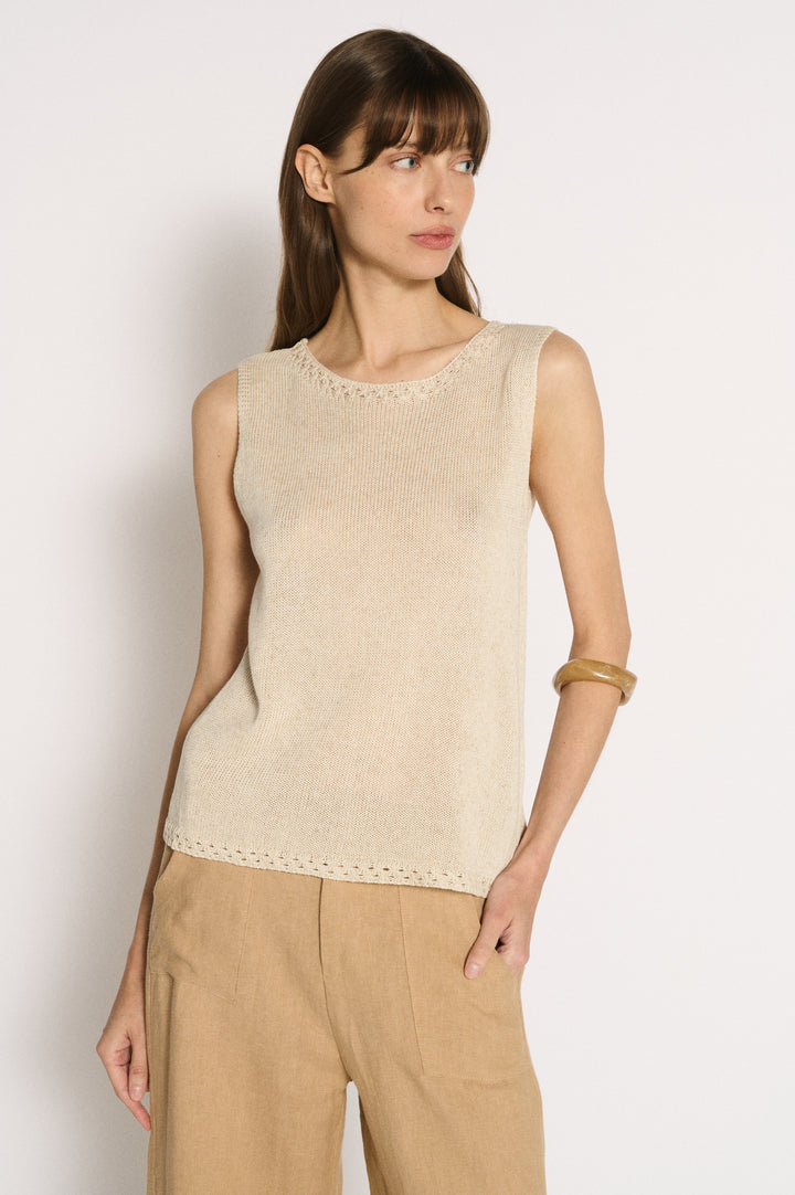 Olivia Trim Tank Natural Oatmeal