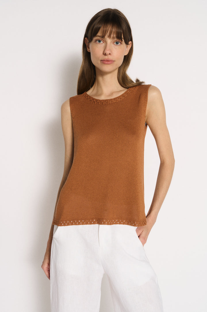 Olivia Trim Tank Terracotta