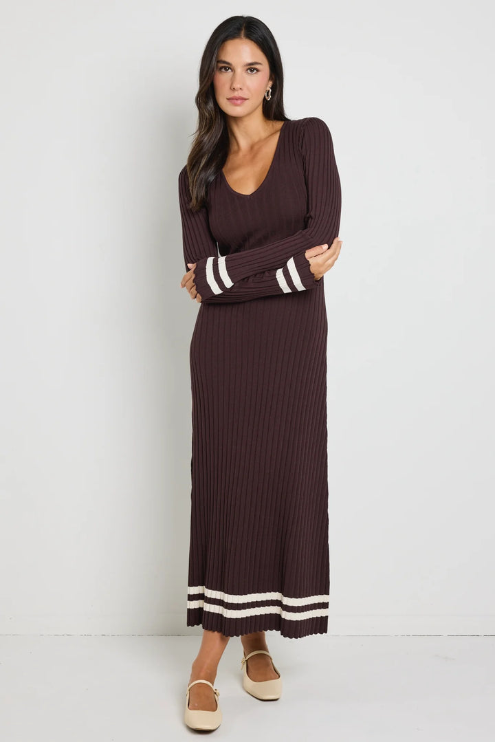 Chocolate Stripe Knit Maxi
