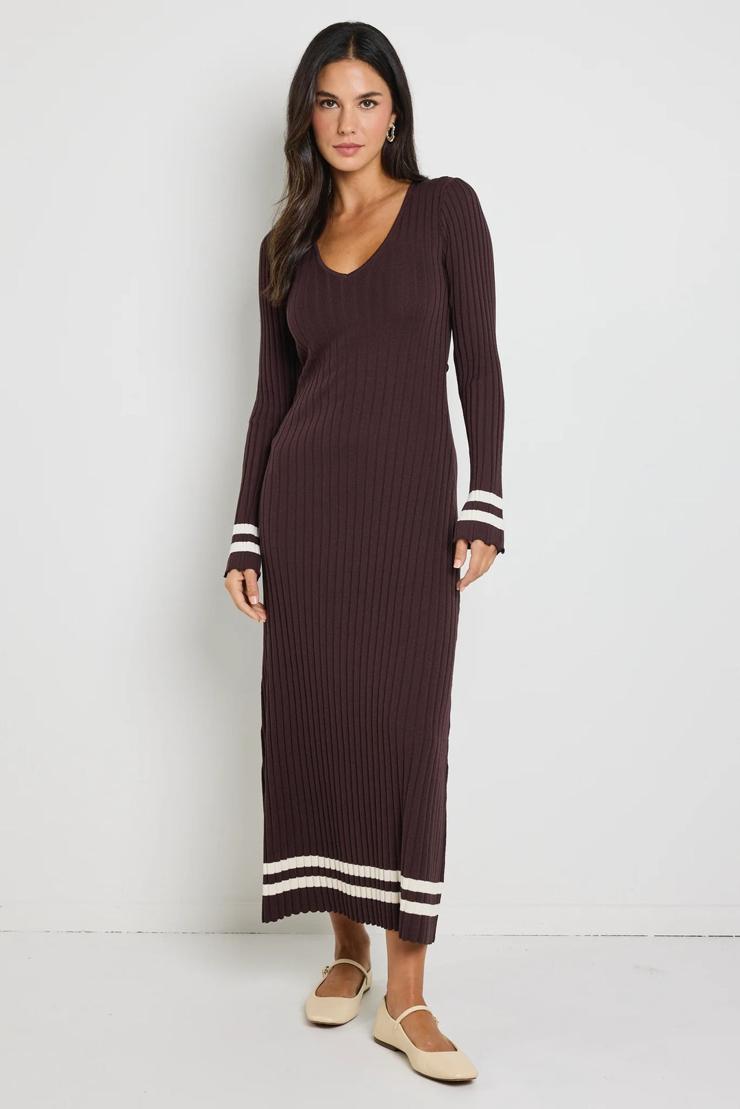 Chocolate Stripe Knit Maxi