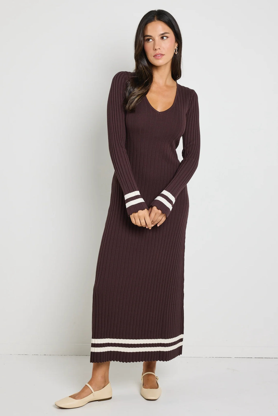 Chocolate Stripe Knit Maxi