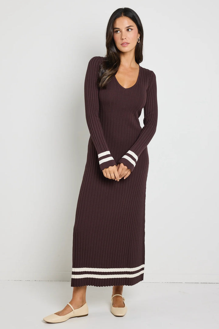 Chocolate Stripe Knit Maxi