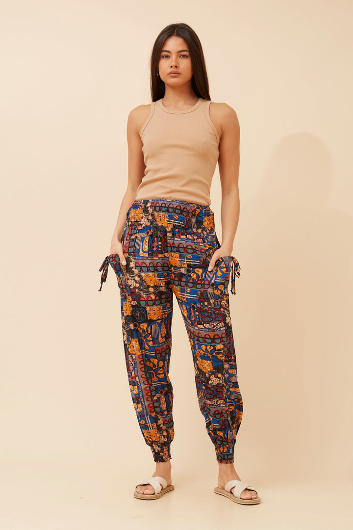 Yoga Pants Blue Patchwork