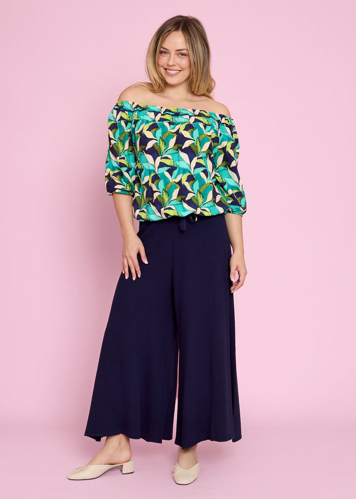 Sunday Peasant Top Lagoon Leaf