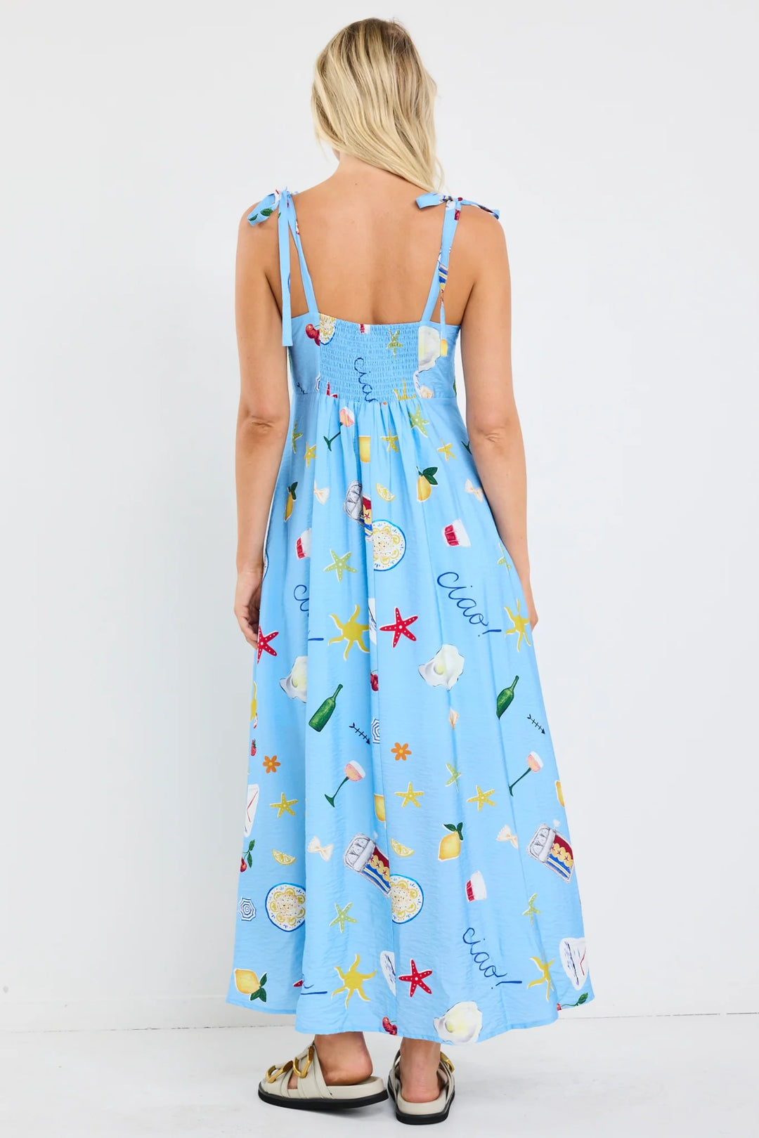 Portrait Blue Holiday Maxi Dress
