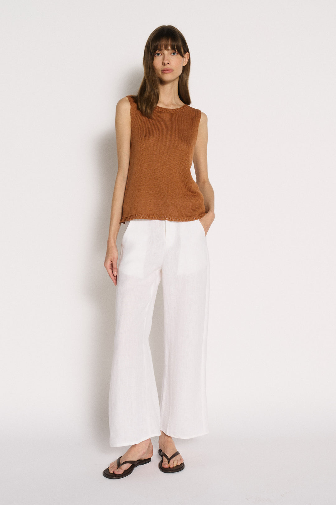 Olivia Trim Tank Terracotta