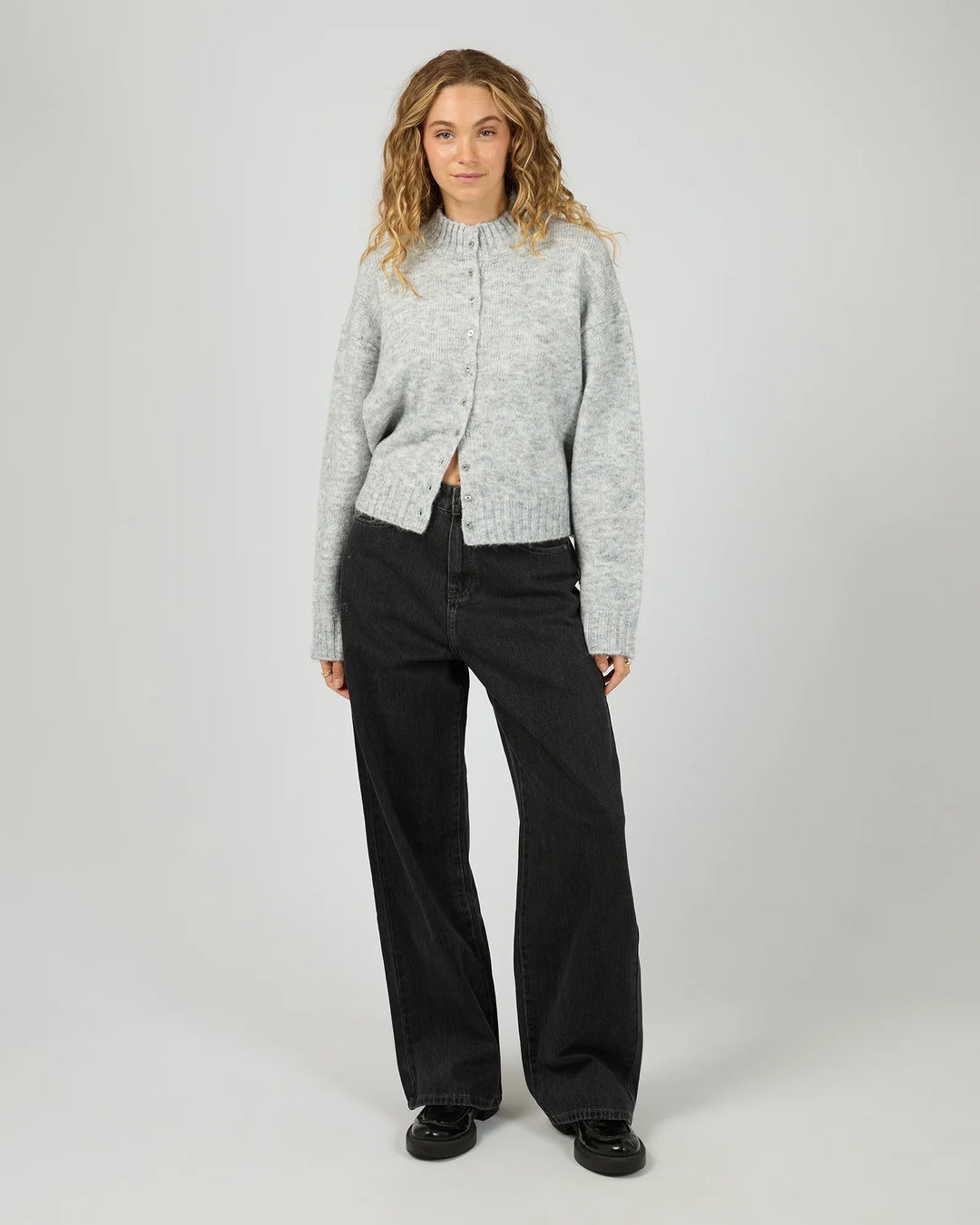 Rosalia Button Cardigan Grey Marle