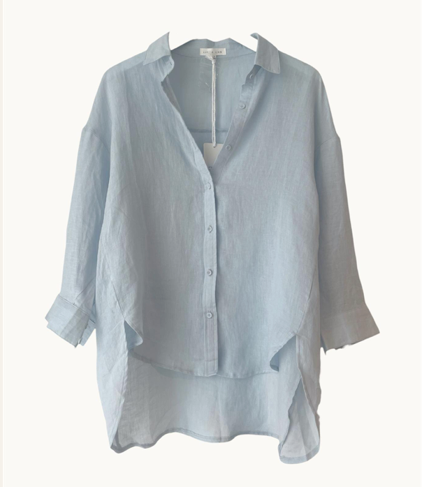 Boyfriend Linen Shirt Chambray Blue