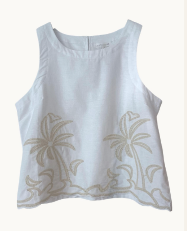 Palm Embroidery Top