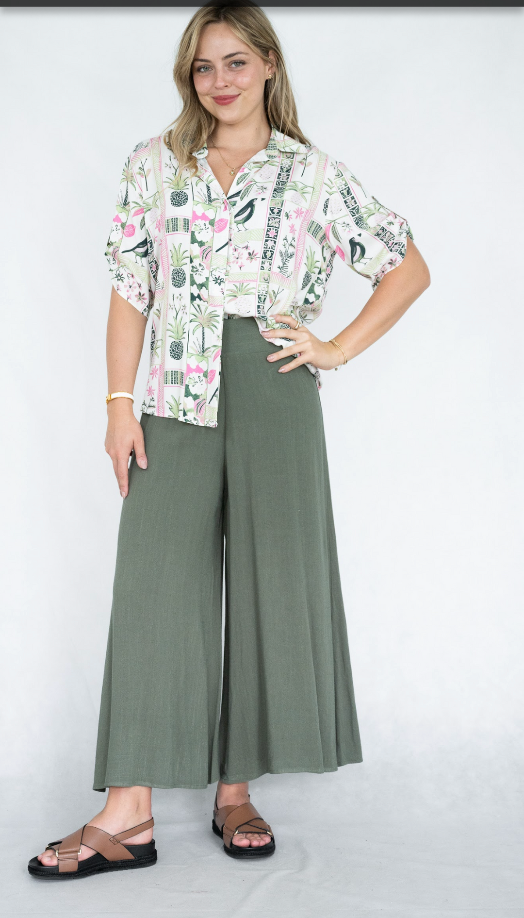 Harper Wide Leg Pants Khaki