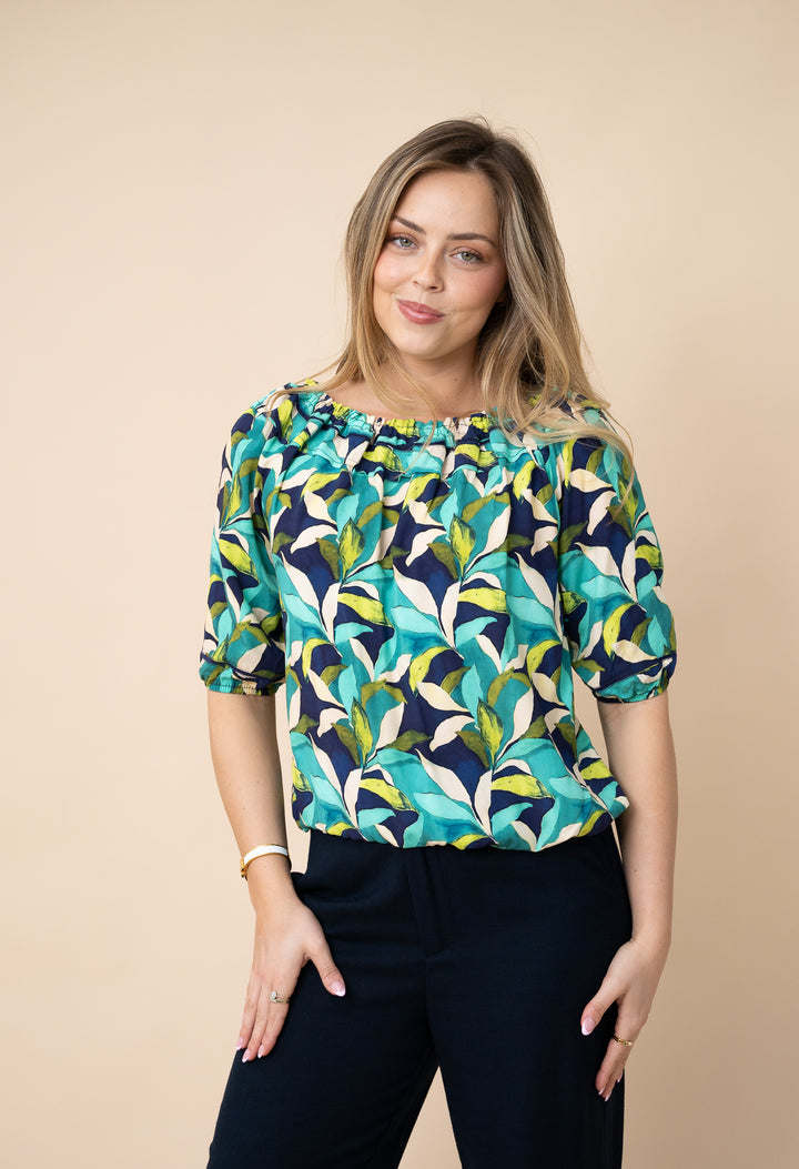 Sunday Peasant Top Lagoon Leaf