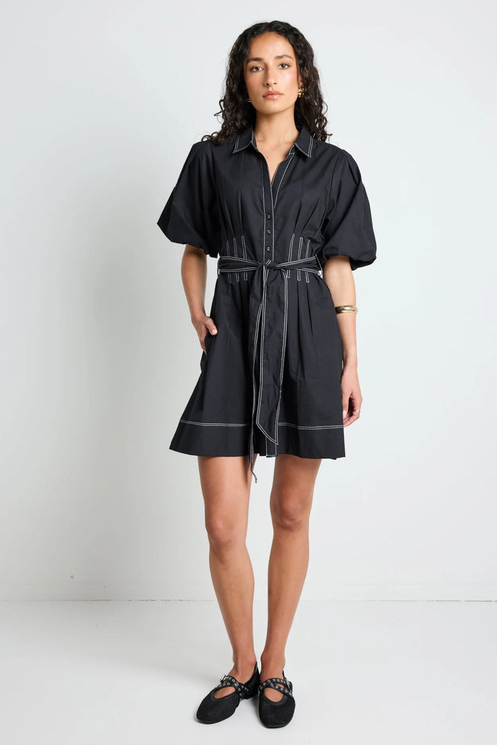 Sundown Black Puff Sleeve Dress