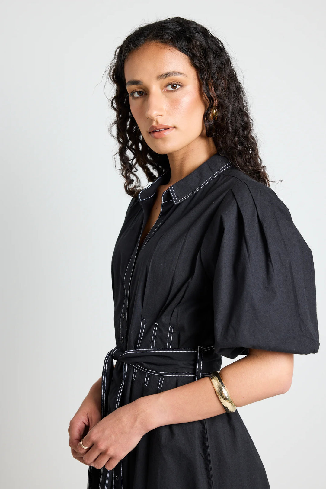 Sundown Black Puff Sleeve Dress