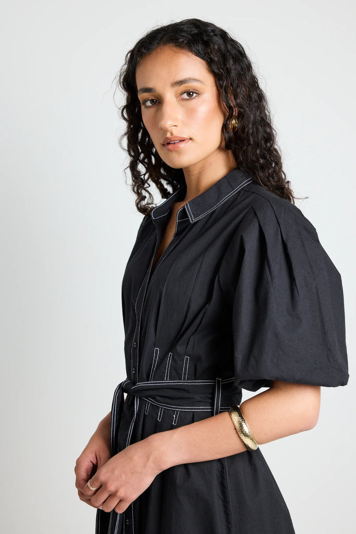 Sundown Black Puff Sleeve Dress