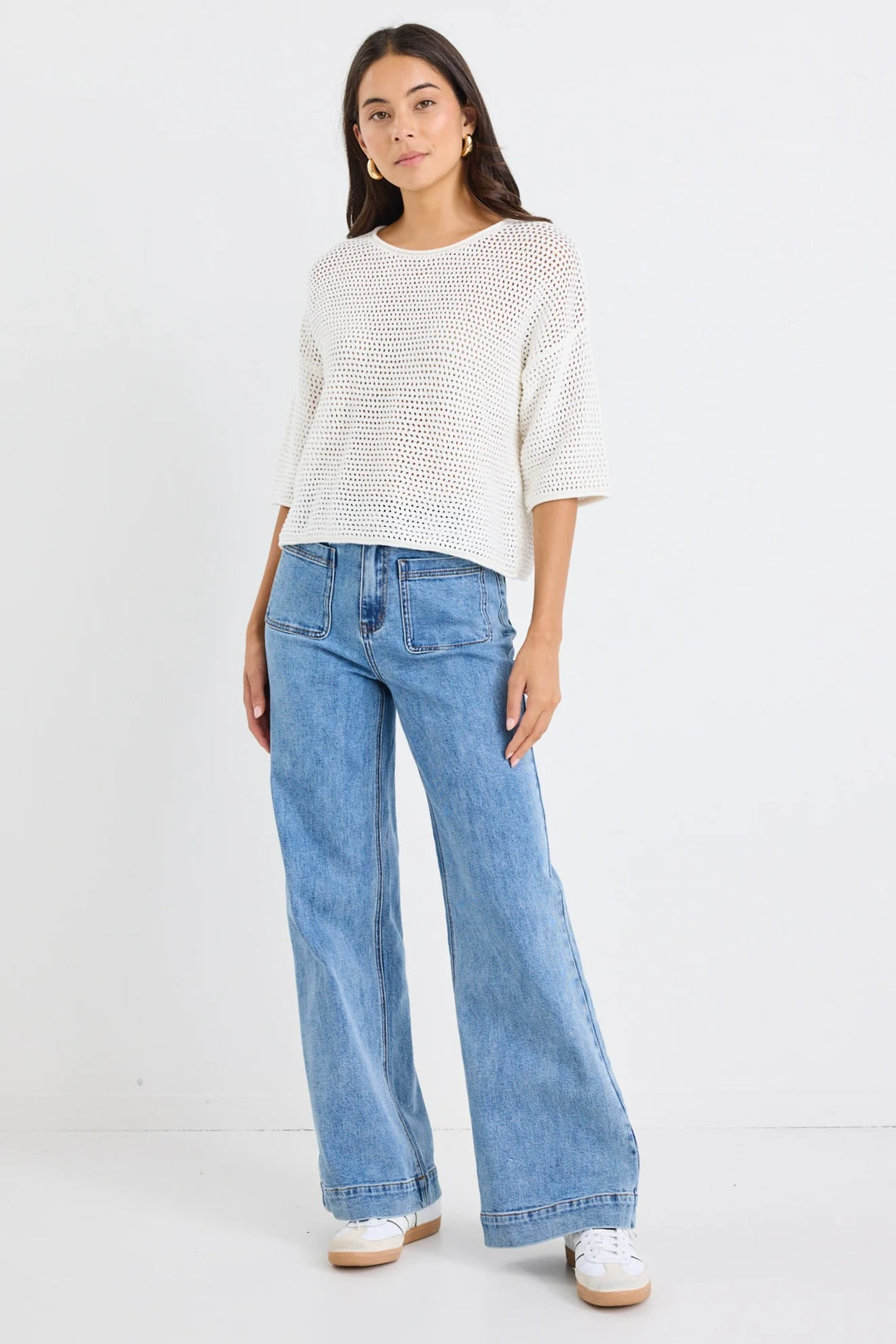 Sunrise Ivory Crochet Knit Tee