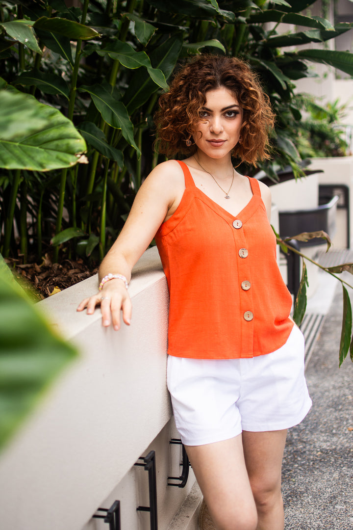 Big Button Tank Orange