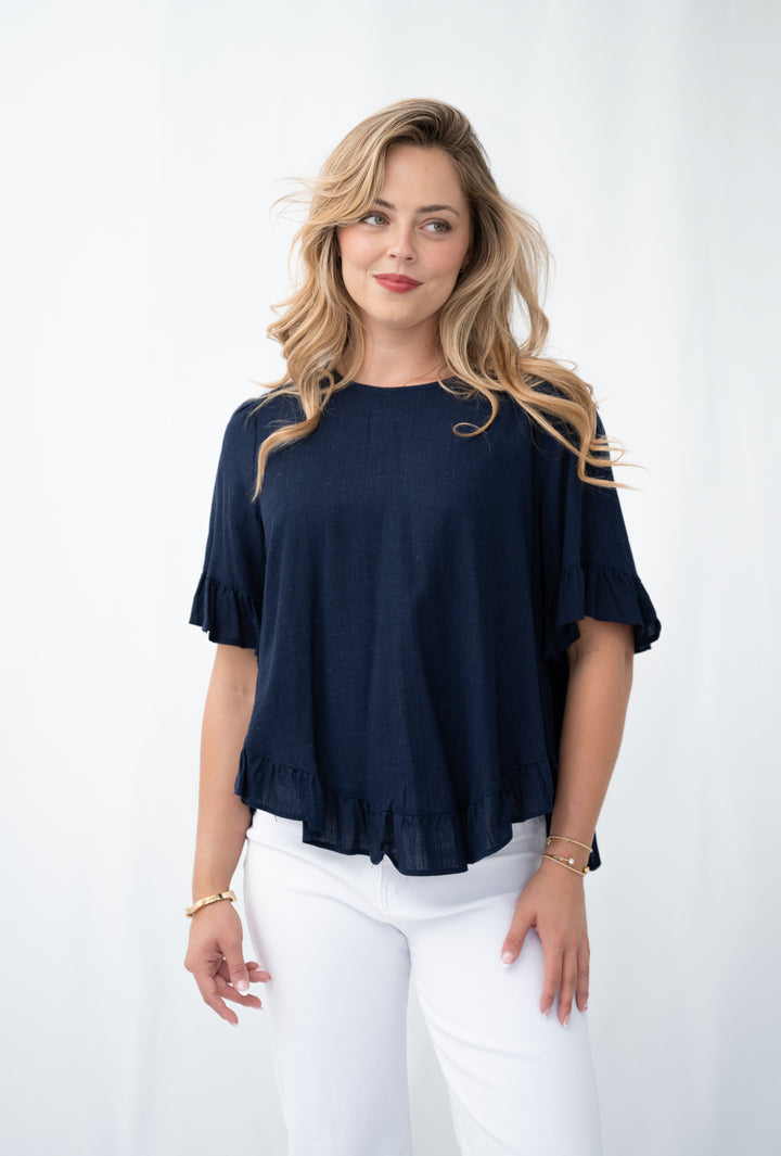 Linen Frill Hem Top