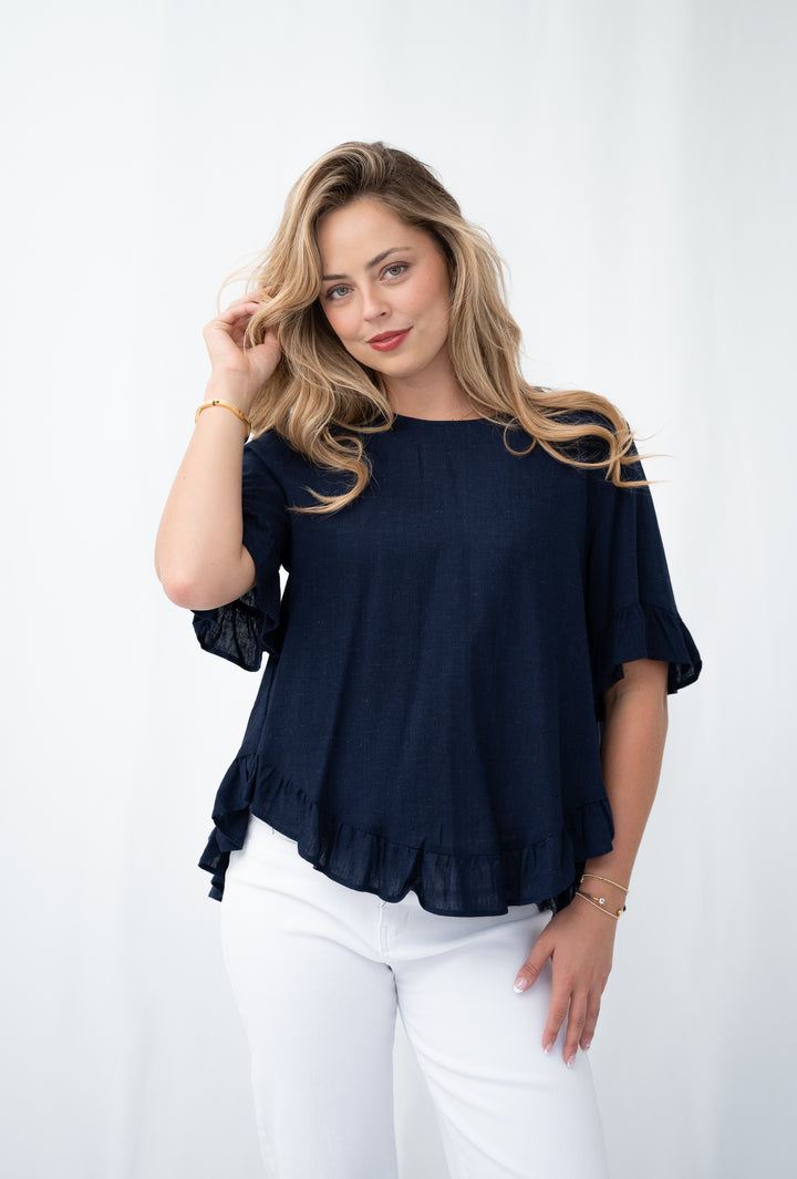 Linen Frill Hem Top