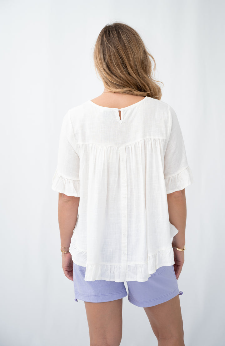Linen Frill Hem Top
