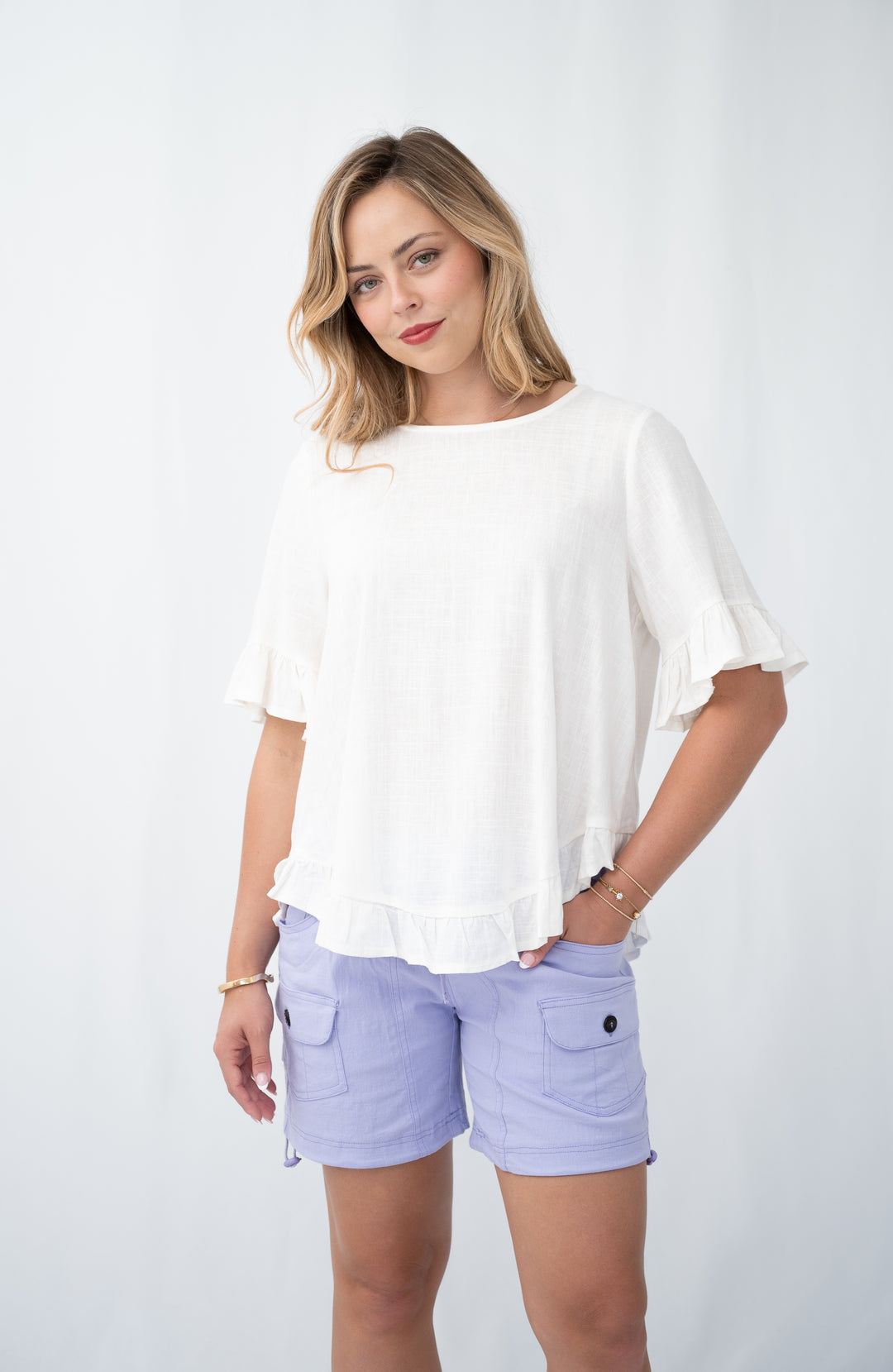 Linen Frill Hem Top