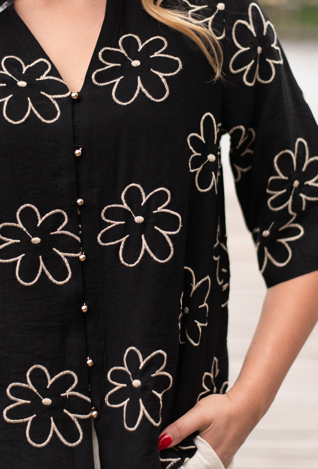 Delilah Gold Button Top