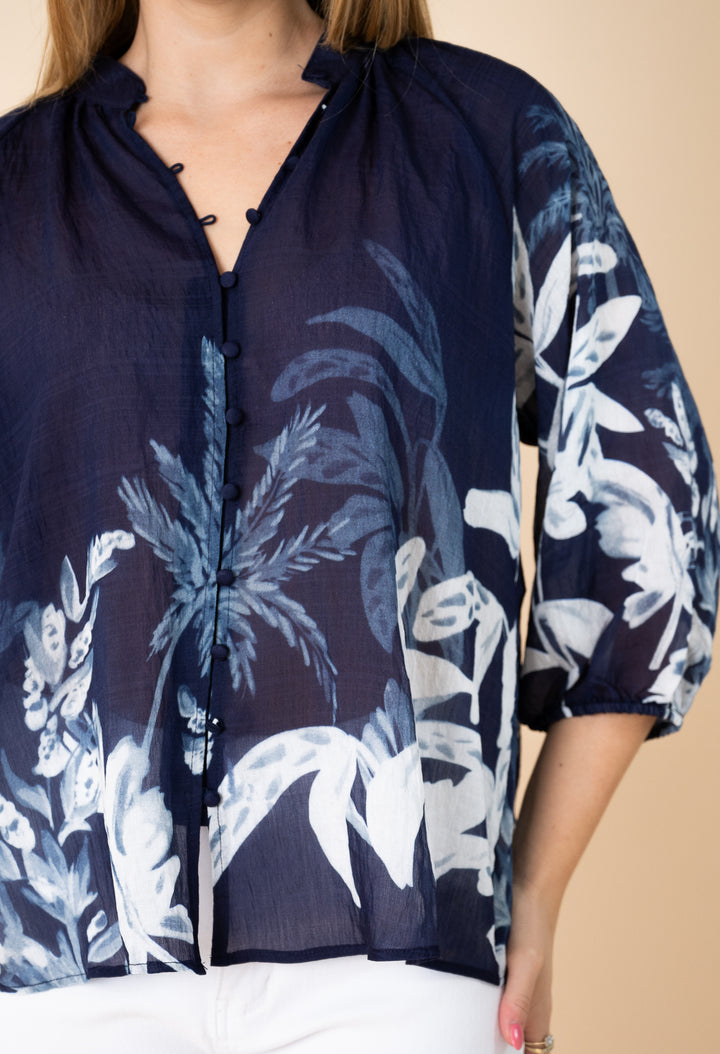 Palm Blue Lyocell Blouse