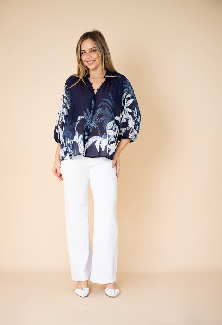 Palm Blue Lyocell Blouse