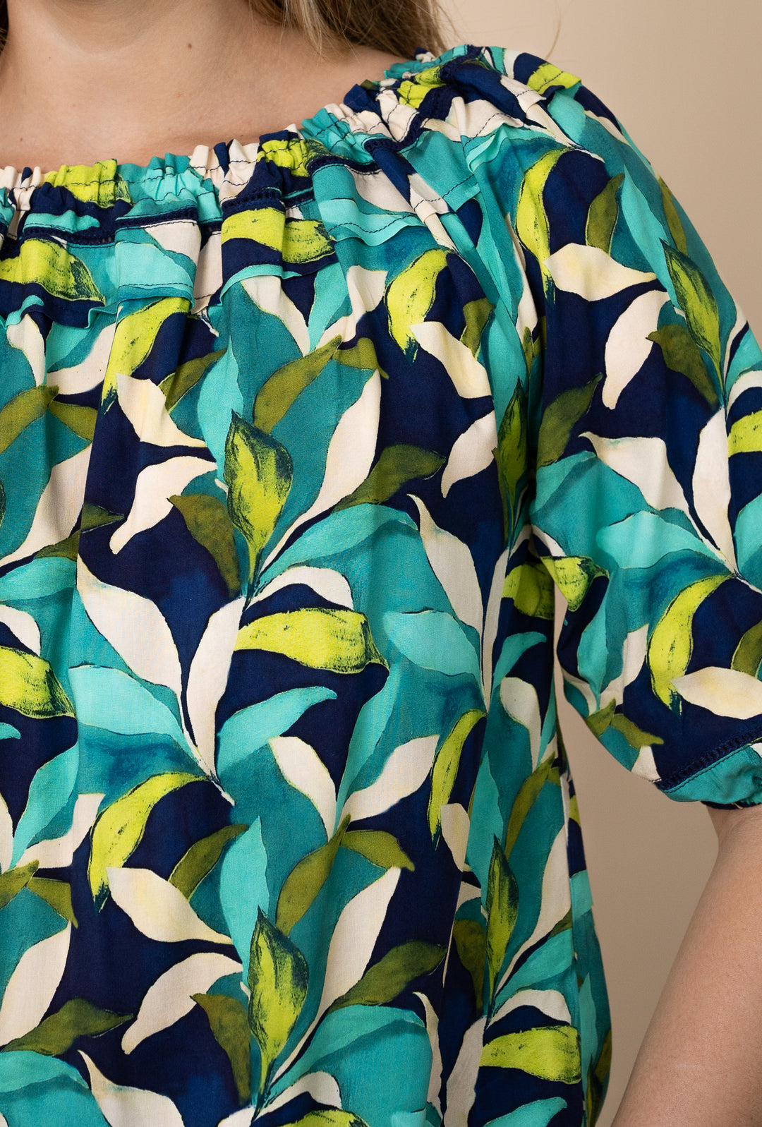 Sunday Peasant Top Lagoon Leaf