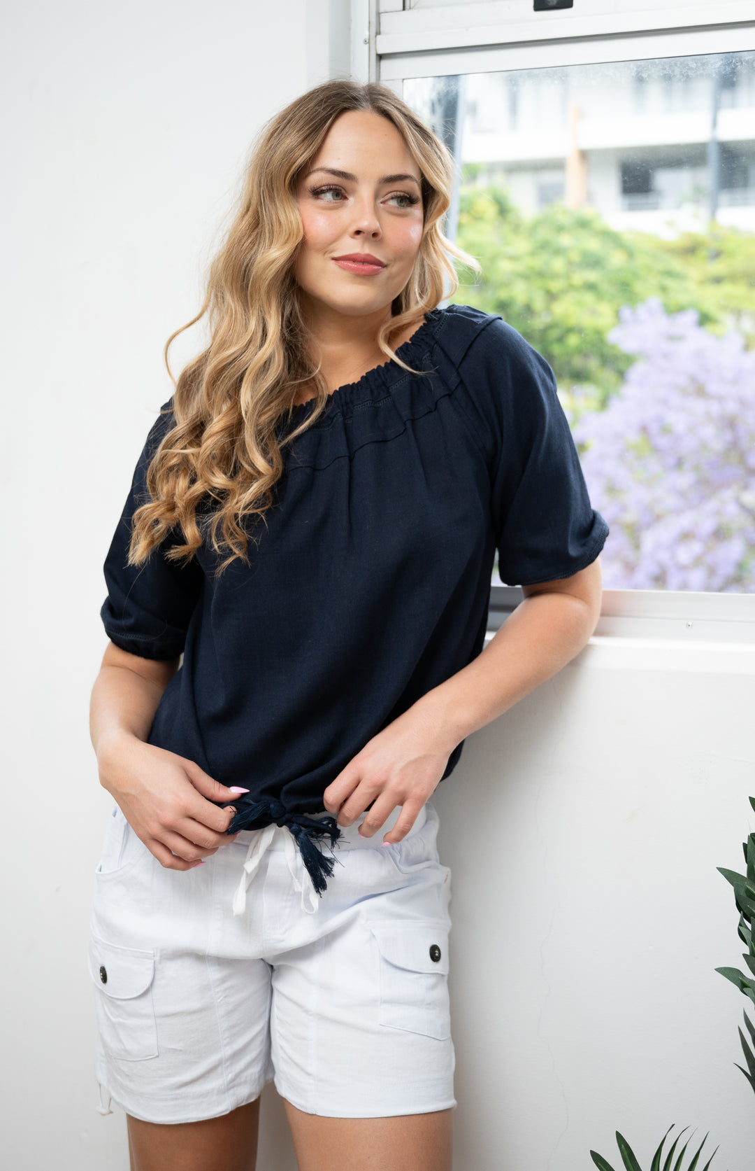 Sunday Peasant Top Navy