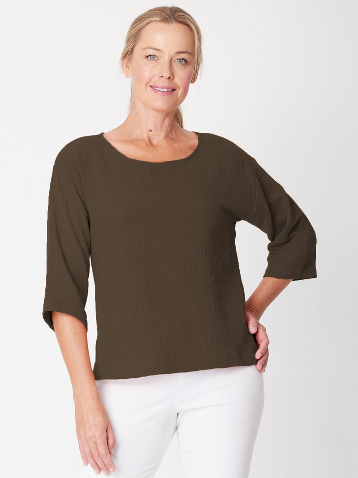 Tarin 3/4 Sleeve Top Chocolate