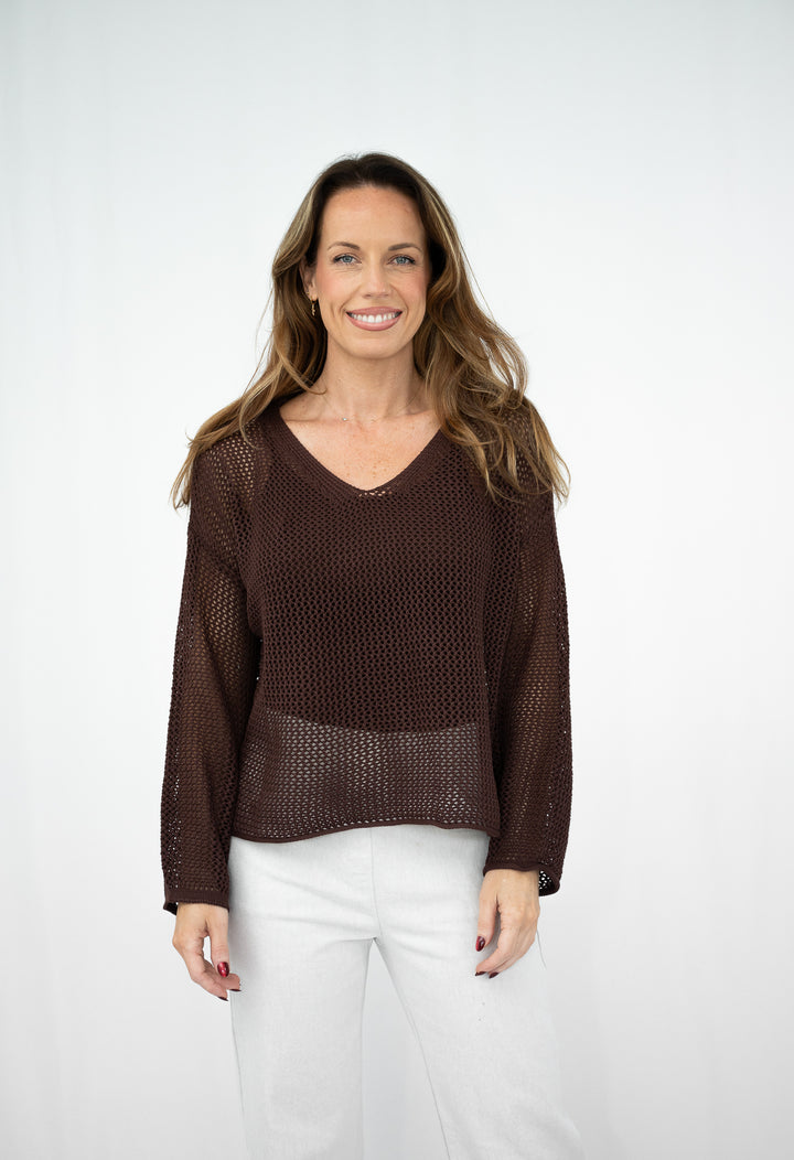 Sienna Crochet Knit Chocolate