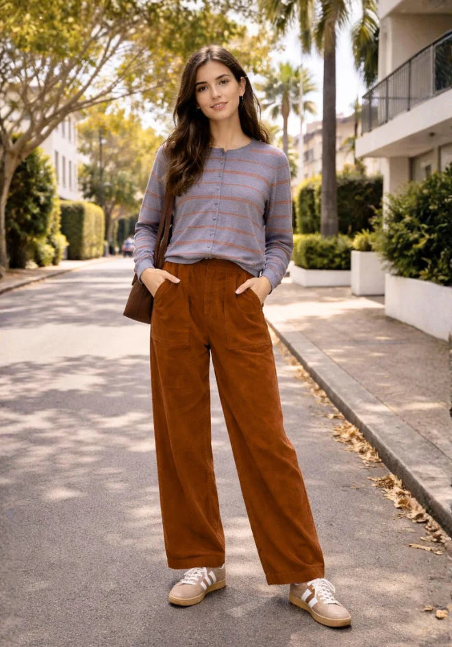 Zadie Barrel Leg Cord Pants