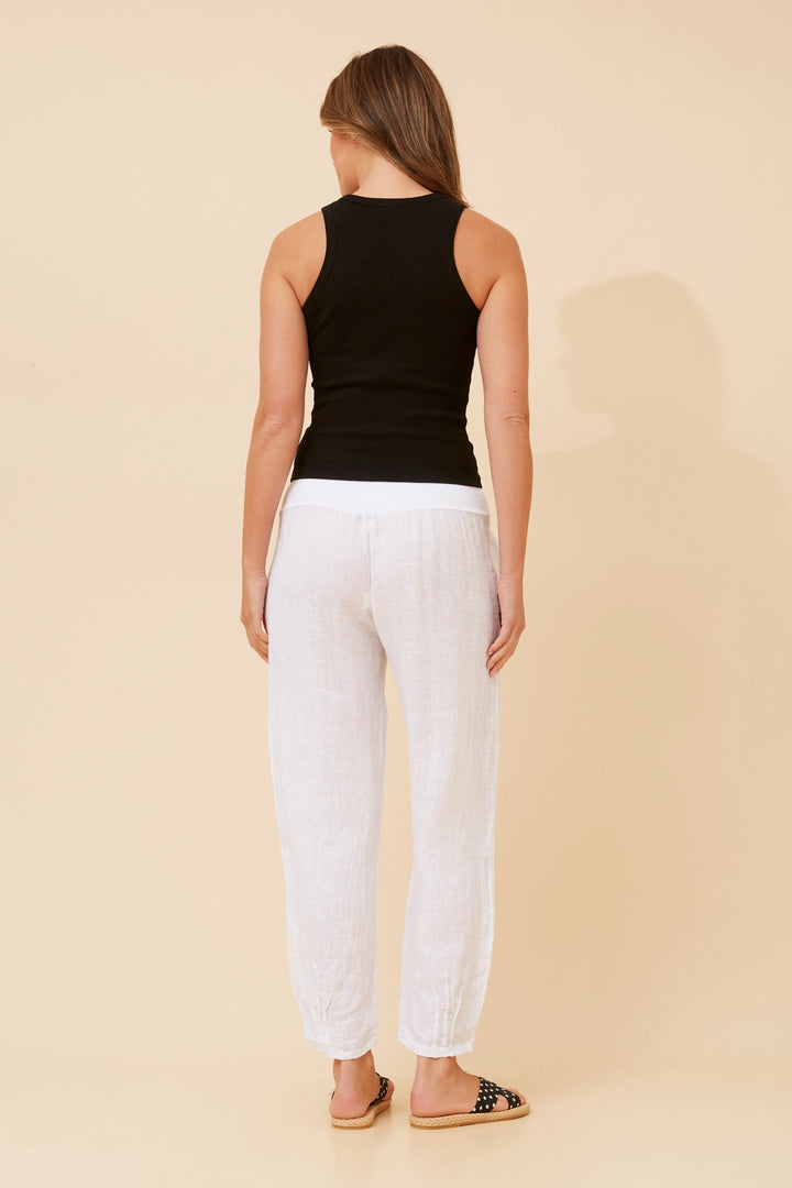 Bottega Moda Italian Linen Pants White