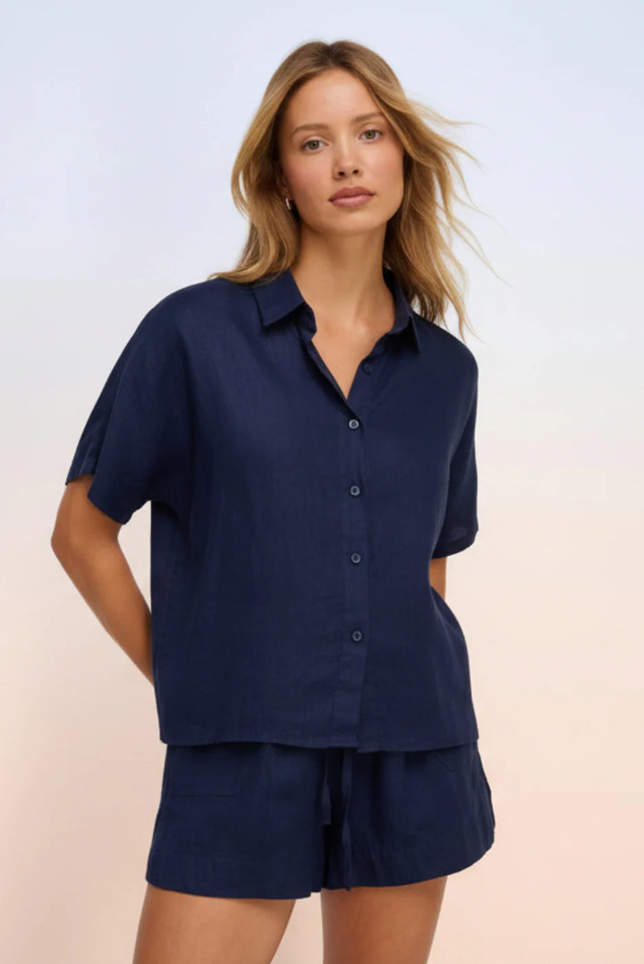Bronte Linen Shorts Navy