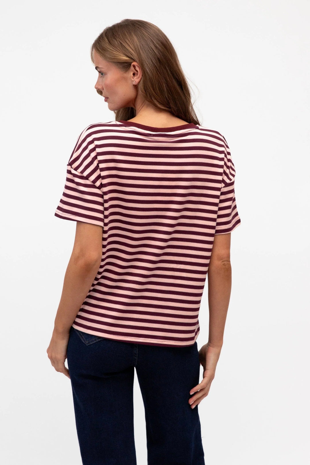 Easy Tuck Tee Blush Stripe