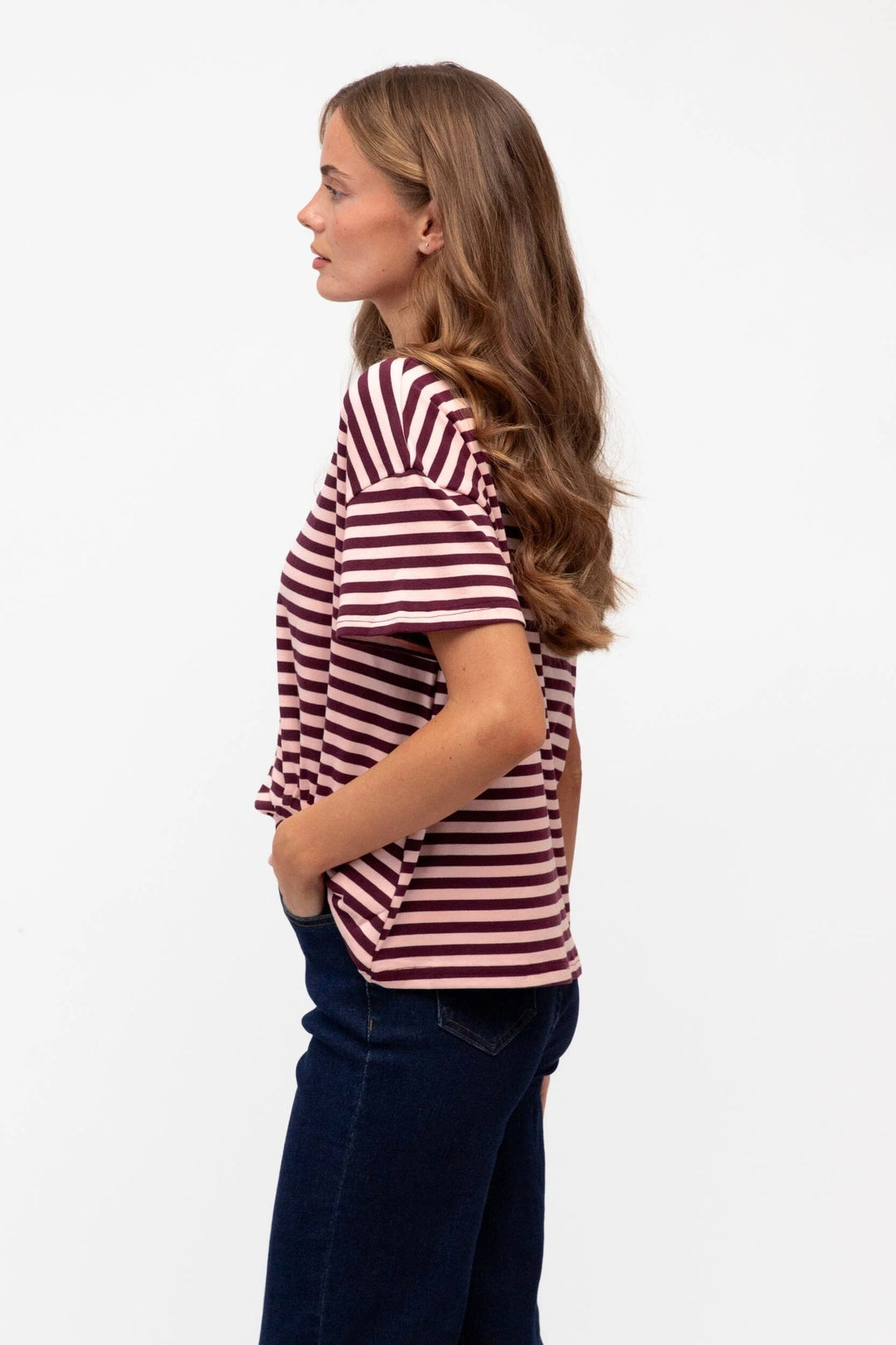 Easy Tuck Tee Blush Stripe