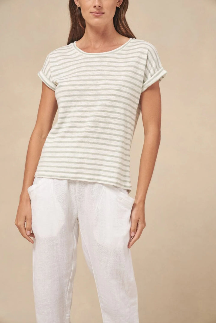 Oscar Tee Sage Stripe