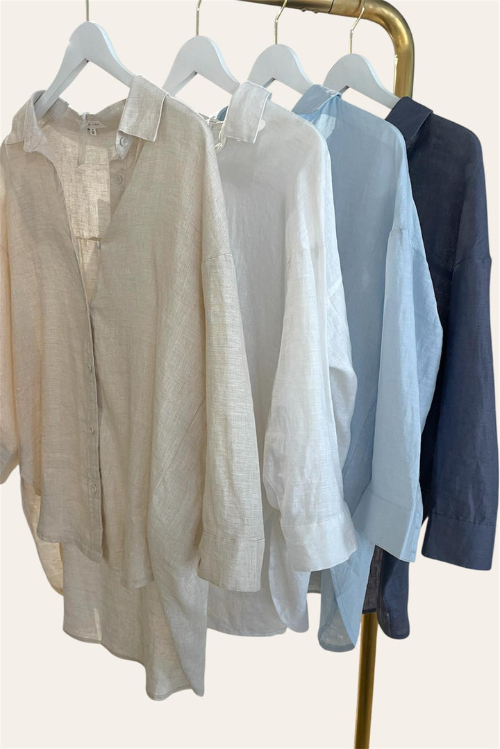 Boyfriend Linen Shirt Chambray Blue