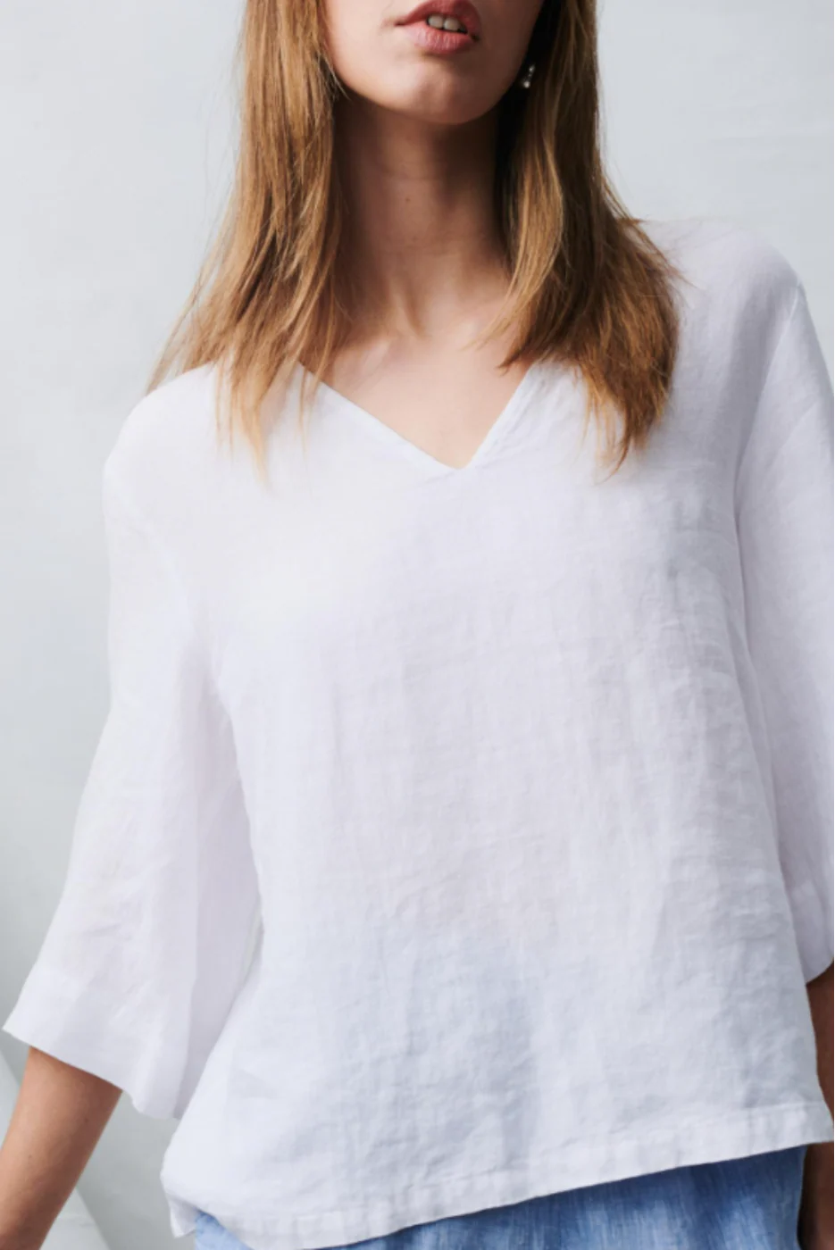 Andrea Linen Top White