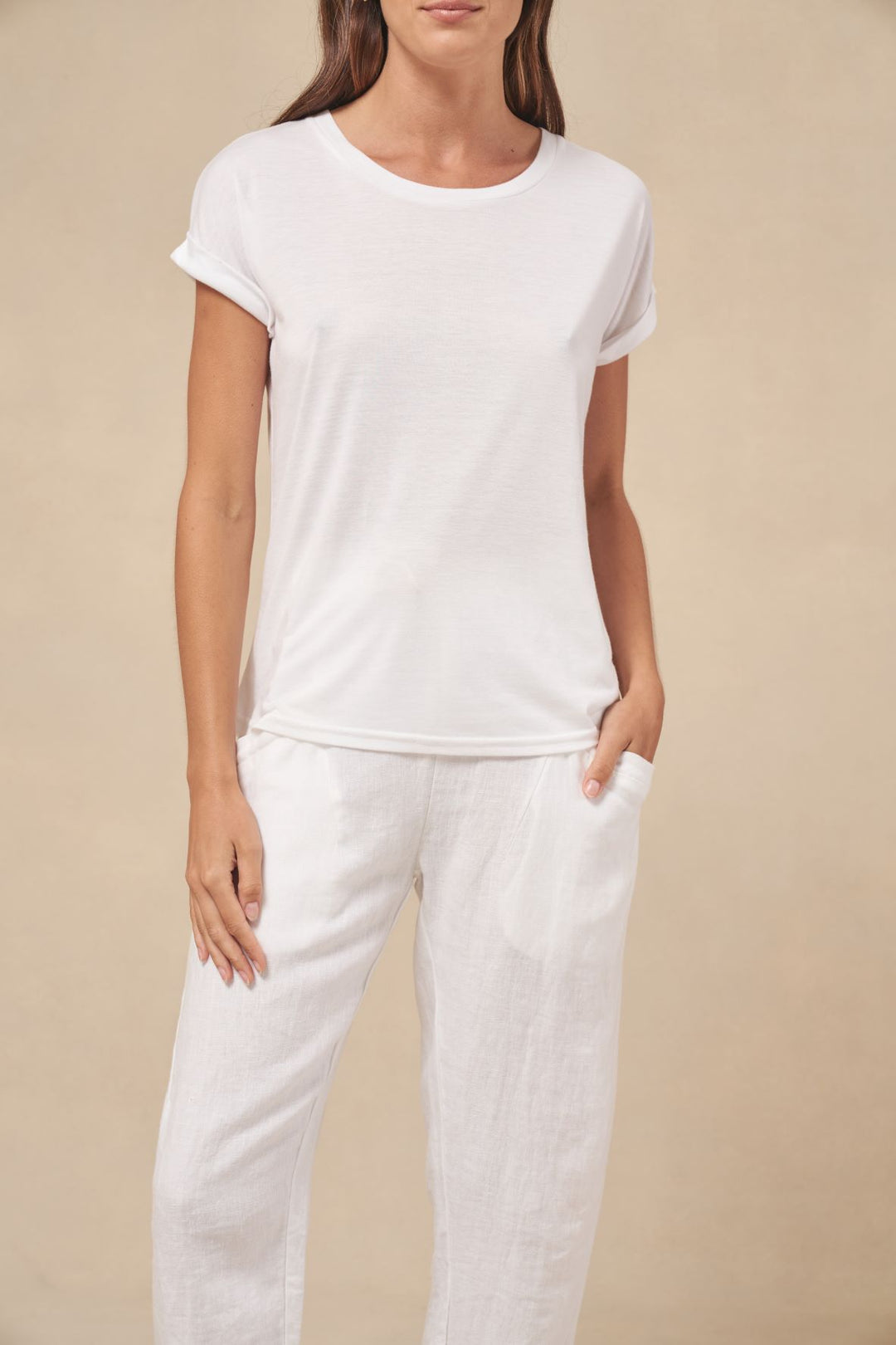LL Roll Sleeve Tee White