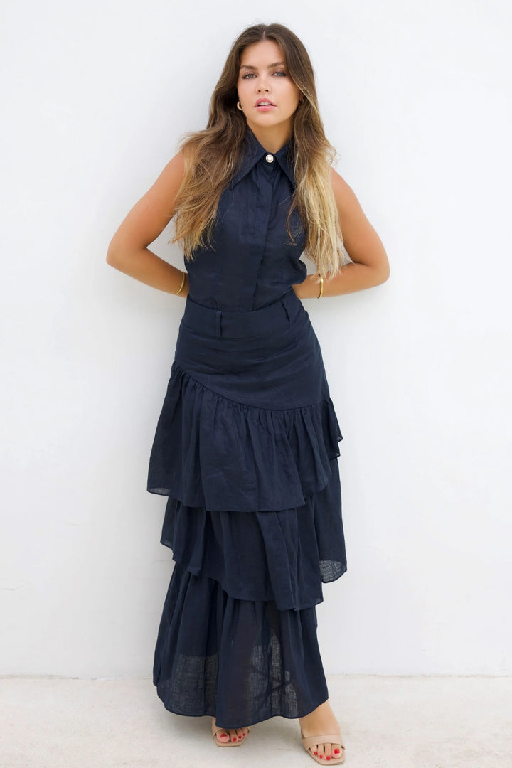 Teneriffe Sleeveless Shirt - Ink Blue